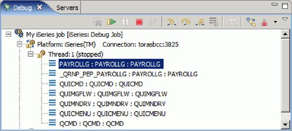 4. Terminate the debug session by right-clicking My iseries job and selecting Terminate.