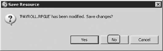 Click File > Close on the workbench menu. Tip: You can also click the X on the PAYROLL tab. A Save Resource dialog opens asking if you want to save the latest changes. 5. Click No. 6.