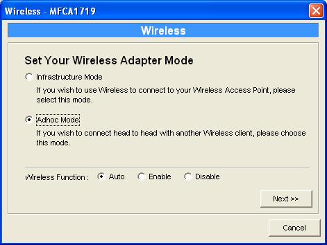 7.8 Wireless Configuration If you want to use the MFP Server through wireless LAN, please set up the MFP Server through Ethernet first and make sure your wireless LAN setting is correct.