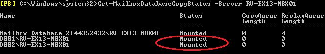 Get-MailboxDatabaseCopyStatus -Server <Server_Name> If the status is Mounted, it means the database is active on this Mailbox server; if the status is Healthy, it means this is a passive database on