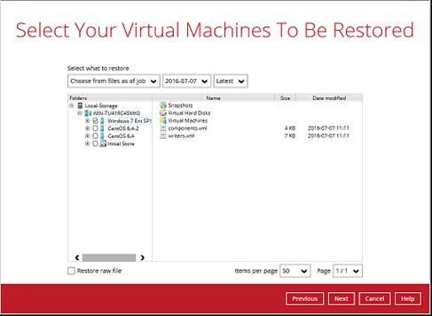 3. Select the local, mapped drive, or removable drive storage destination that contains Hyper-V guest virtual machine that you would like to restore. 4.