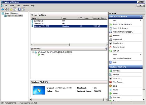 9. After the Hyper-V guest virtual machine has been restored. *** replace screen shot 10.