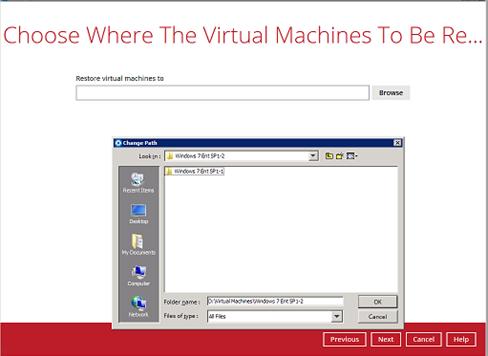 5. Select to location on the Hyper-V server you want to restore the virtual disk to.