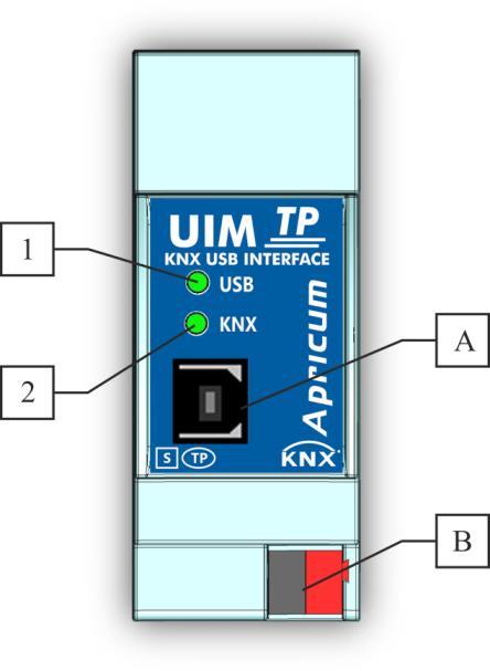 2 UIMtp PRODUCT DESCRIPTION The Apricum USB interface UIMtp connects a PC to KNX TP via USB and provides a galvanic isolated bi-directional data connection to the KNX bus.