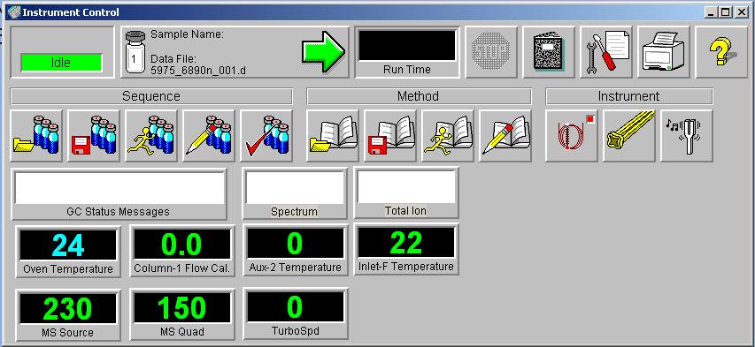 4 Instrument Control Instrument Control View The Instrument Control view (Figure 4) is displayed when you start up the MSD Security ChemStation.