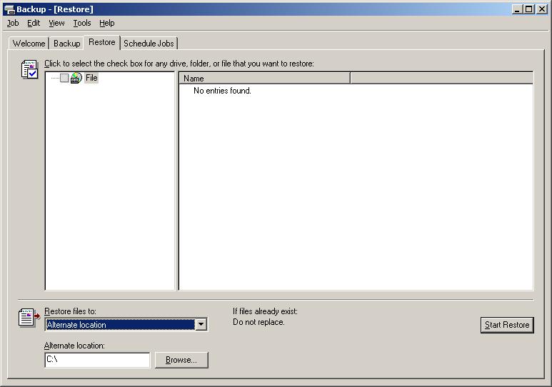 6 Procedures Restore In Windows 2000, select the Restore tab and then be sure to