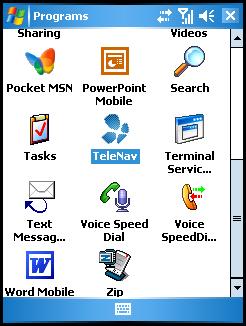 6. Launching TeleNav GPS Navigator To launch TeleNav, find the TeleNav icon on the device s Program