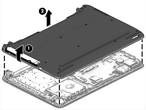 5. Start prying near the optical drive bay and work around to the back and side to separate the bottom cover from the