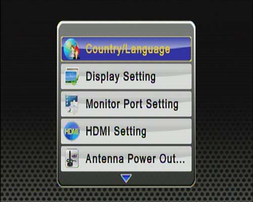 Use [CH ] and [CH ] buttons to highlight the desired item and press [OK] button to select one. III.1.12 Country/Language To set up the OSD language and DVB-T regional settings. 1.