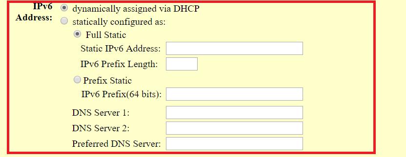 configuration in Web UI -> Basic Settings. Allow users to configure the appropriate network settings to obtain IPv6 address.