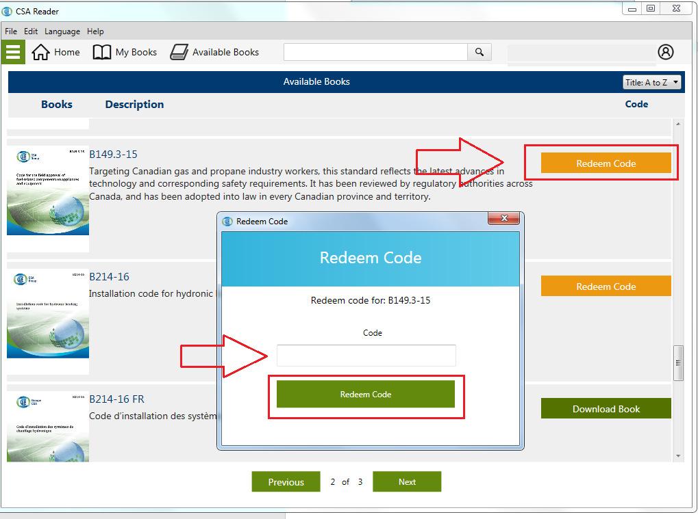 Redeeming your Code 1) From the Available Books tab,