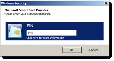 7. Enter your PIN for your smart card, and
