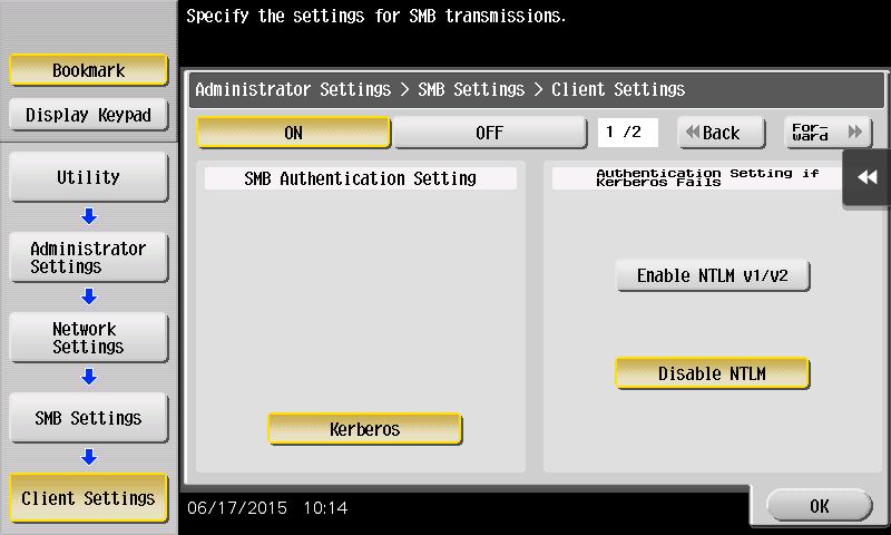 .4. Related Settings This section explains how to configure the SMB TX settings on the MFP that supports this system. Client Settings Configure the setting to perform SMB TX.