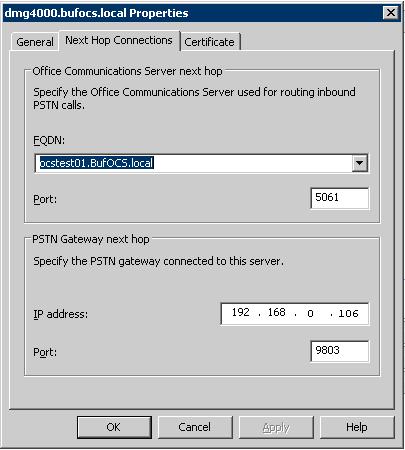 NEC NEAX2400 IPX Click the Next Hop Connections tab and configure the following: The Port entry under PSTN Gateway Next hop has