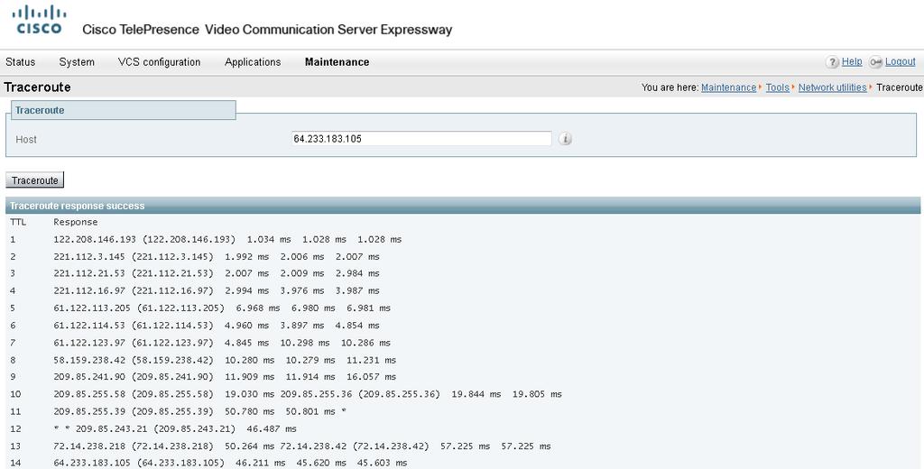Enhanced Diagnostics - Network Tool - Traceroute Traceroute network test feature now supported from Web GUI