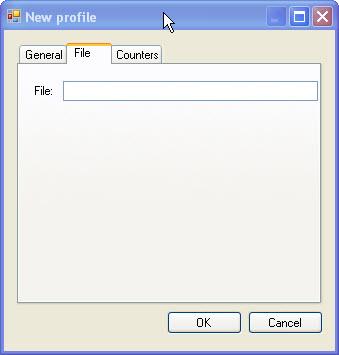 Adding or editing a Profile The File tab The File tab is valid for the file group s profiles only. This tab lets you define the file to be monitored by the profile.
