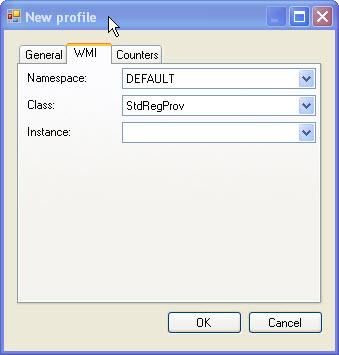 Adding or editing a Profile The WMI tab The WMI tab lets you define the WMI to be monitored by the profile. This tab is valid for WMI group s profiles only.