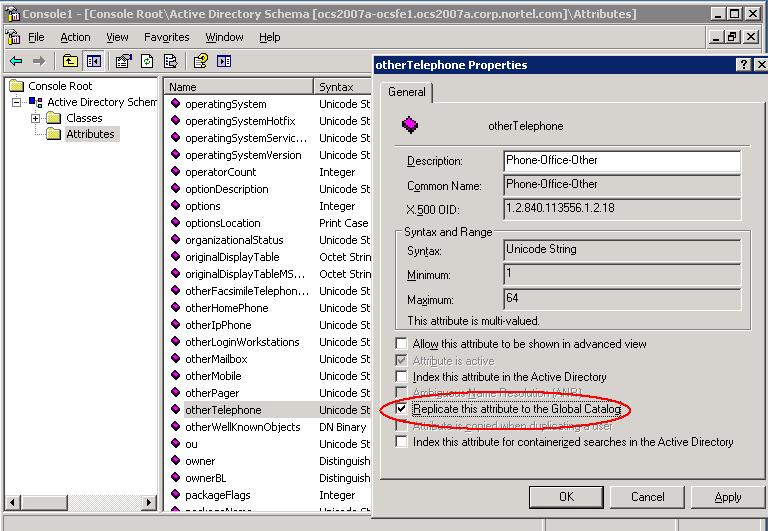 MCM 30 configuration 147 Step Action 1 Open the Active Directory Schema snap-in as depicted in the example Figure 50 "Replicating attributes to the Global Catalog" (page 147) 2 Select Attributes on