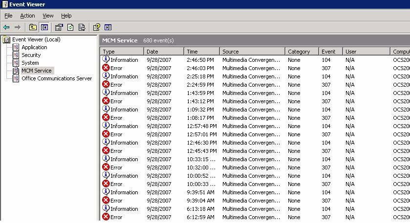 Capturing traces and logs 231 Figure 88 Event Viewer window Resetting MCM debug trace Use the following procedures to reset the MCM debug trace Resetting MCM debug trace Step Action 1 On the MCM