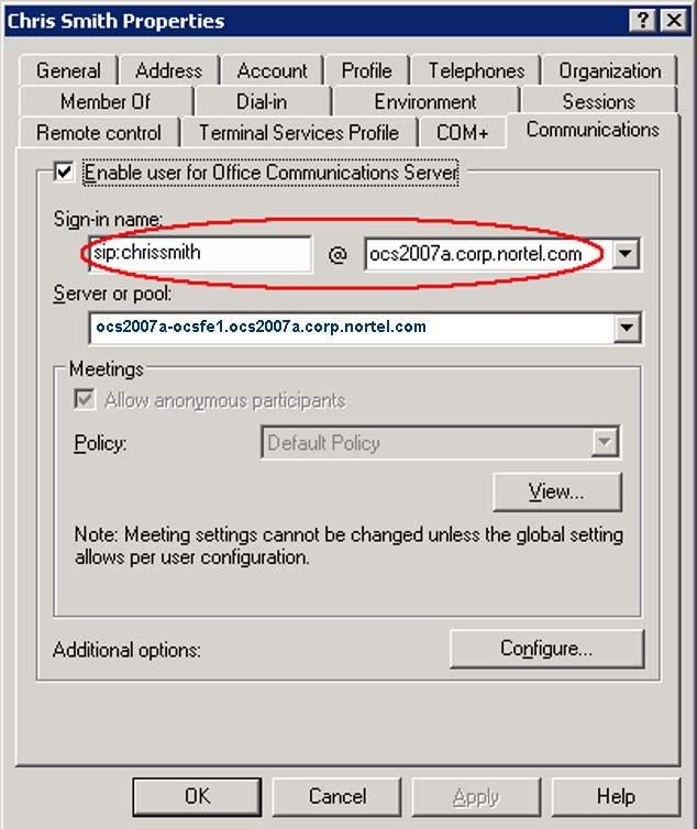 Standard Edition 271 Figure 111 Communications properties c Click the Communications tab and click the Configure button Compare and match your settings with those in Figure 112 "User Options"
