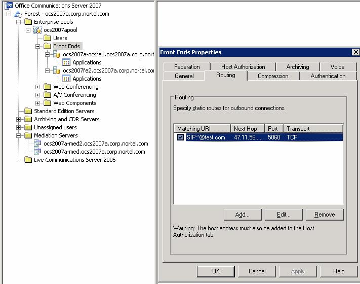 Enterprise Edition 285 Figure 123 Routing for Enterprise Pool 2 Choose the Routing tab 3 Click the Edit button to confirm the Matching URI and Next hop