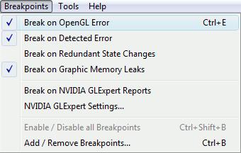 gdebugger can automatically break on: OpenGL errors gdebugger detected errors: a unique and more comprehensive errors detection mechanism Graphic