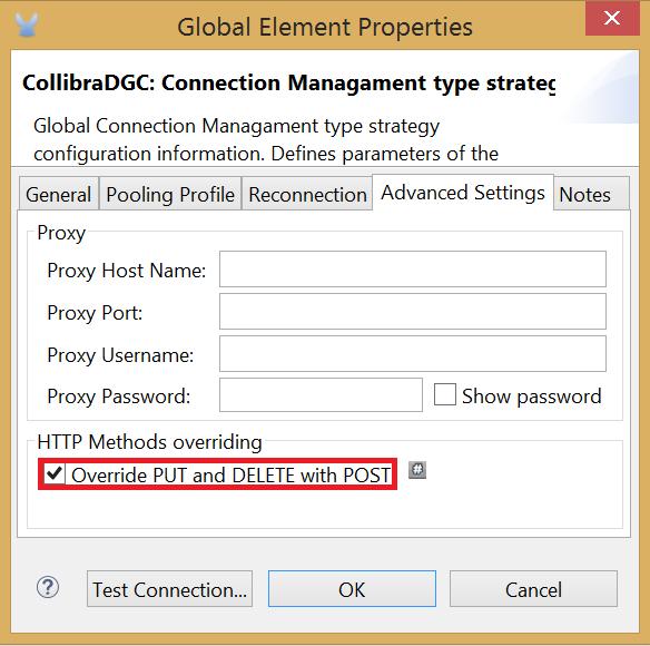 Chapter 3 You have to provide proxy settings for every integration template in the Collibra domain that has to replace the PUT and DELETE methods with POST.
