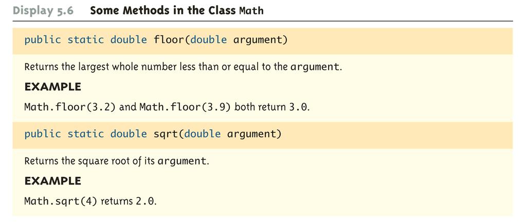 Some Methods in the Class Math (Part 5 of 5) Copyright 2008