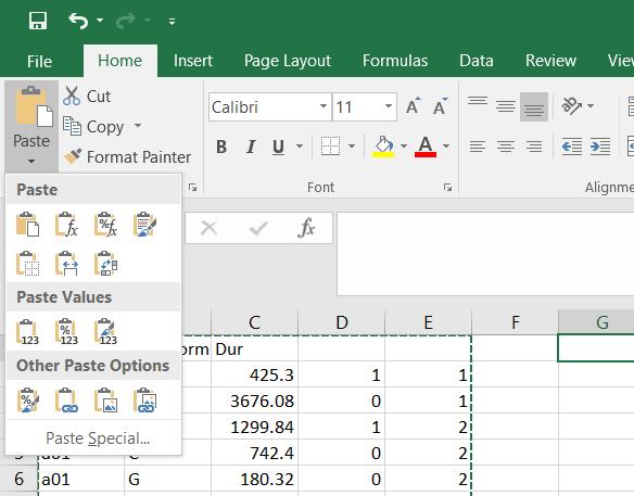 Finish Paste values Click here first Then here Select columns L through G (start in
