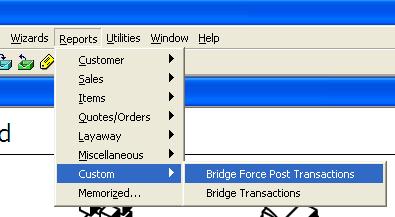 In Store Operations Manager, click Reports Custom Bridge Transactions.