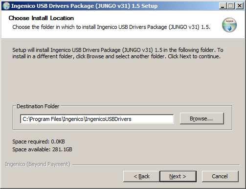 Navigate to the new folder where you have downloaded the driver to. If using Windows 7 or greater, right-click on the IngenicoUSBDrivers_1.5_setup.