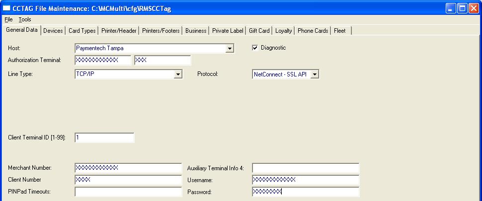 Change the Authorization Terminal field to reflect the Merchant ID number provided by Merchant Services.