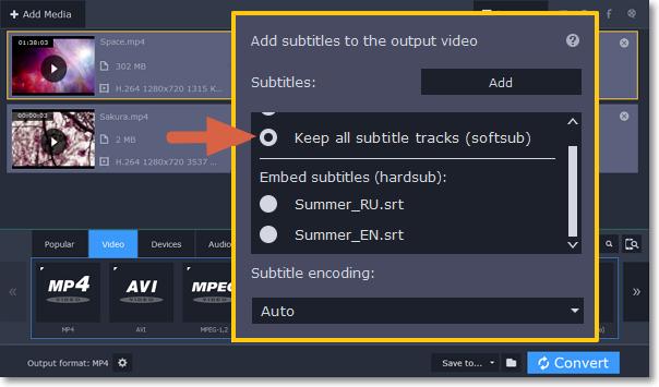 Adding subtitles from file To add your own subtitles that aren't stored inside the original file, click the Add button above the subtitle list and then open the subtitle file that you want to add.