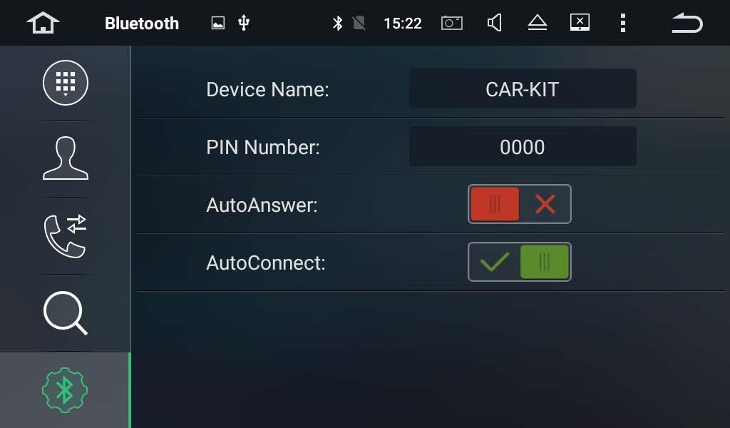 Tap CAR KIT to enter a different name. 2 You can change the PIN Number (Bluetooth pairing password).