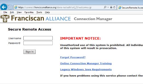 Click Add. Initial Setup Network Connection You will sign in to Connection Manger with your Franciscan Alliance ID and password.
