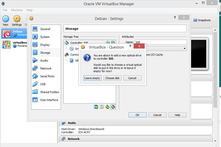 Click plus sign close to controller IDE to create new empty optical cd drive for future use as shown: The virtual machine s partition will now take up the