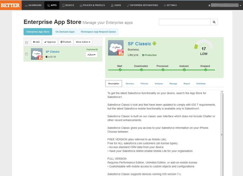 5. Verify that the requested application has been added to the Enterprise App Store.