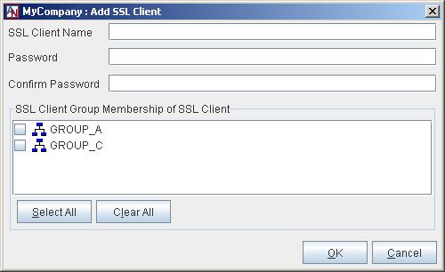 Figure 5: Add SSL Client 2. On this screen, complete the following fields and selections: SSL Client Name: Enter the alphanumeric identifier for the SSL Client account that you are creating.