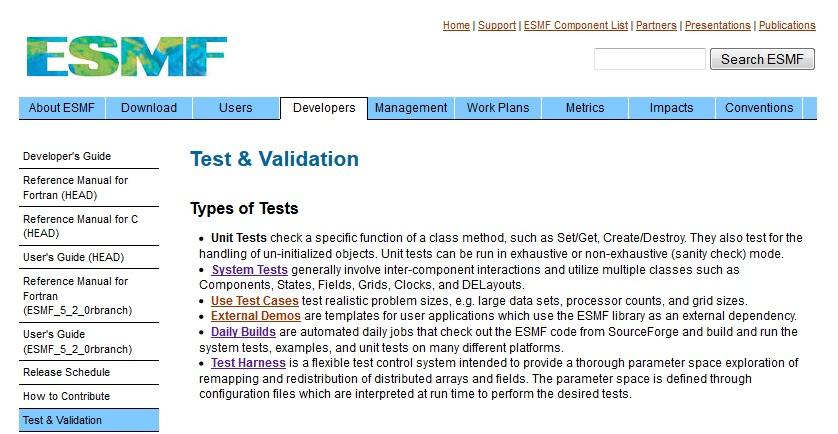 Example: ESMF Unit Tests ESMF web