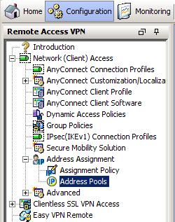 Adding an IP Address Pool Cisco ASA can use address pools to assign IP addresses to remote access clients. 1.