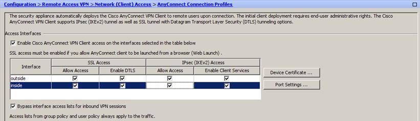 A connection profile identifies a default group policy for the connection, which contains protocol-specific connection parameters, including a small number of attributes that pertain to creating the