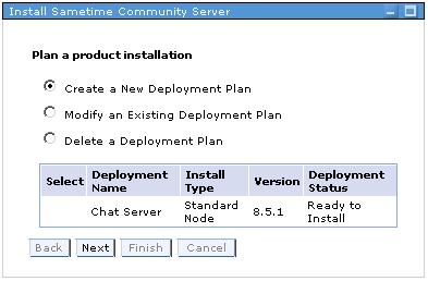 You have now successfully created a deployment plan for your Sametime