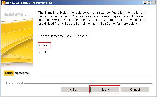 We want to install the Sametime Community Server using the predefined Deployment Plan in the