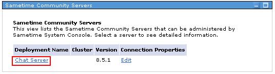 Click the link to your Community Server. We click on Chat Server because this is our name for the Community Server Deployment Plan.