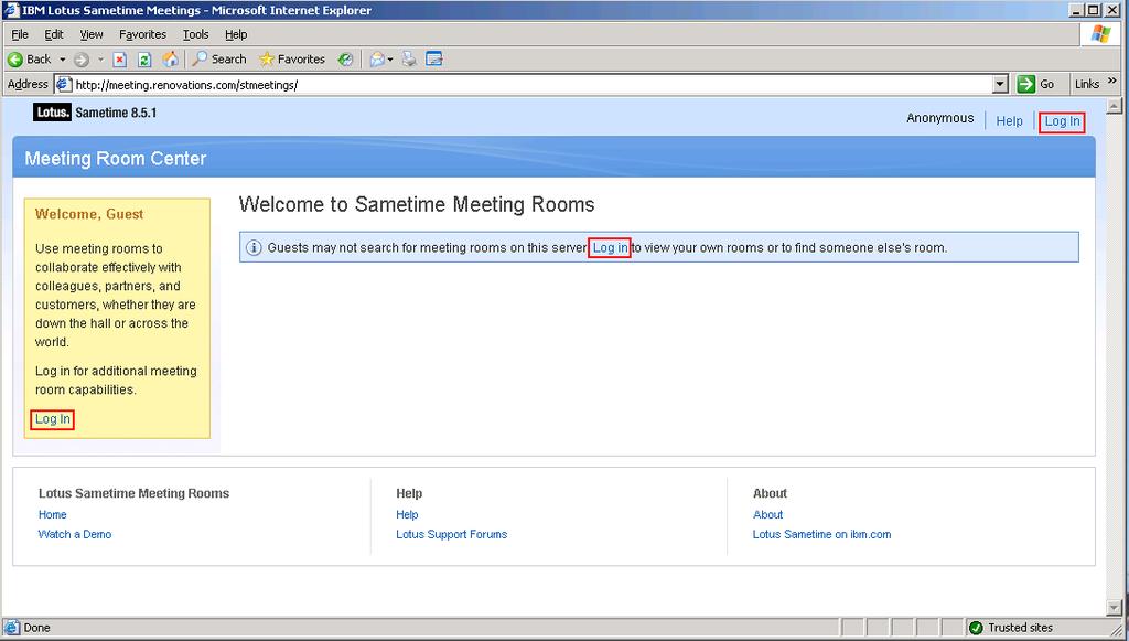 To authenticate to the Sametime Meeting Server use one