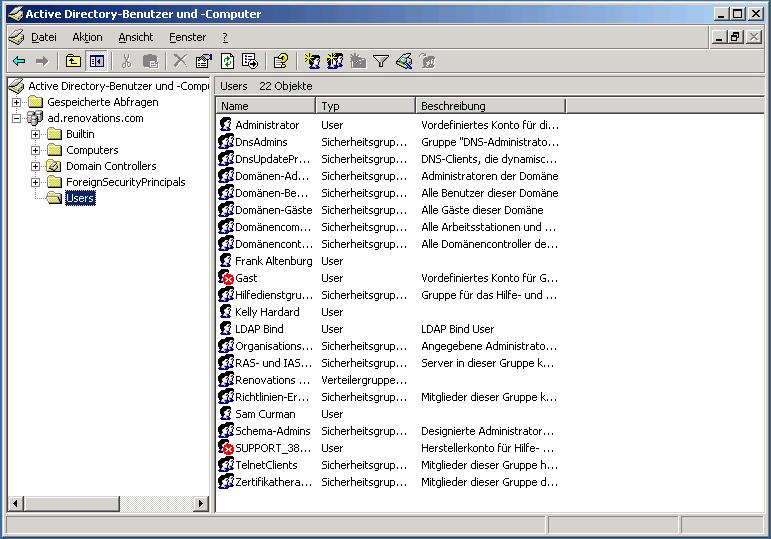In this example we use an existing Microsoft Active Directory 2003 server.