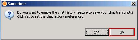 After some seconds the question for saving chat transcripts will pop up.