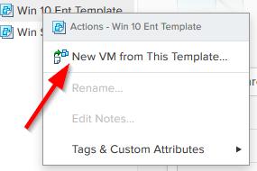To create a VM from one of these templates, select the template that you would like to create a VM with and right click on it and select New VM from this template You will be presented with a page