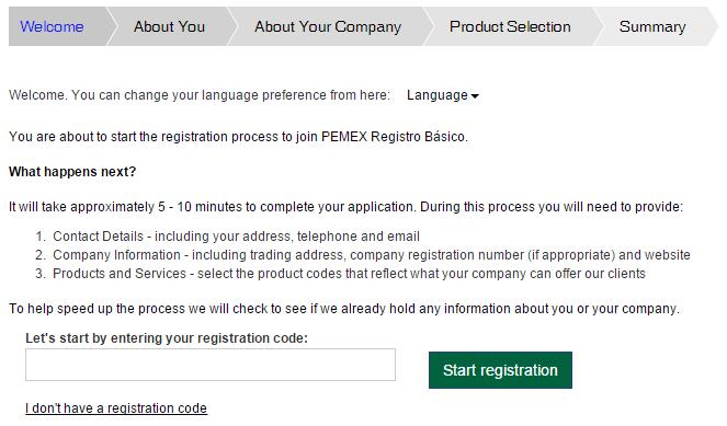Choose this option if you don t have a registration code Choose your language To begin the process, you will need to enter the registration code that has been provided by Achilles via email.