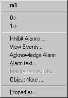 Click Acknowledge Alarm to acknowledge the alarm on this object. Click Alarm Text to get further information about the alarm situation and, if required, write an alarm note.